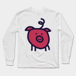 Viva Magenta Color of the Year 2023 Cute Pig Long Sleeve T-Shirt